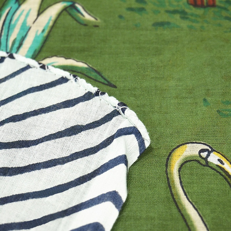 ブロックプリントコットンストール（マルチクロス） ジャングル/グリーン　IBP-SCF-JGLGR