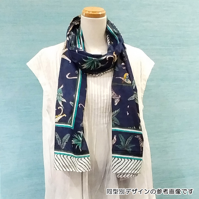 ブロックプリントコットンストール（マルチクロス） ジャングル/グリーン　IBP-SCF-JGLGR