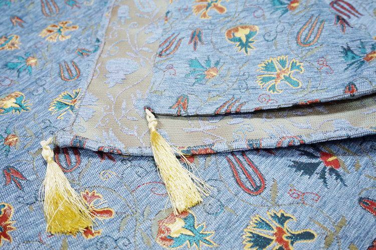 トルコ製マルチカバー(ベッドカバー)◆シングルサイズ◆MC-S-ZKGY　ざくろ柄/ブルーグレイ