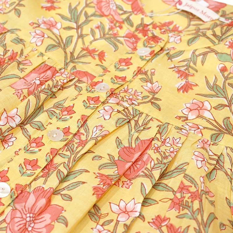 ハンドブロックプリント　ブラウス　JM-253YL　半袖チュニック/イエロー