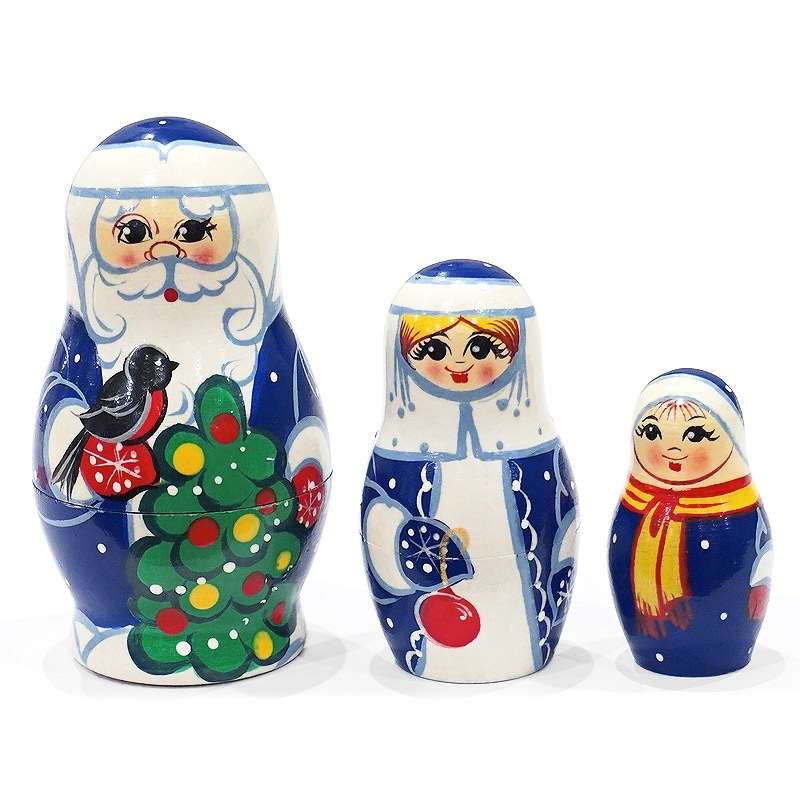 ロシア クリスマス サンタマトリョーシカ（3P） MAT-176 | インテリア