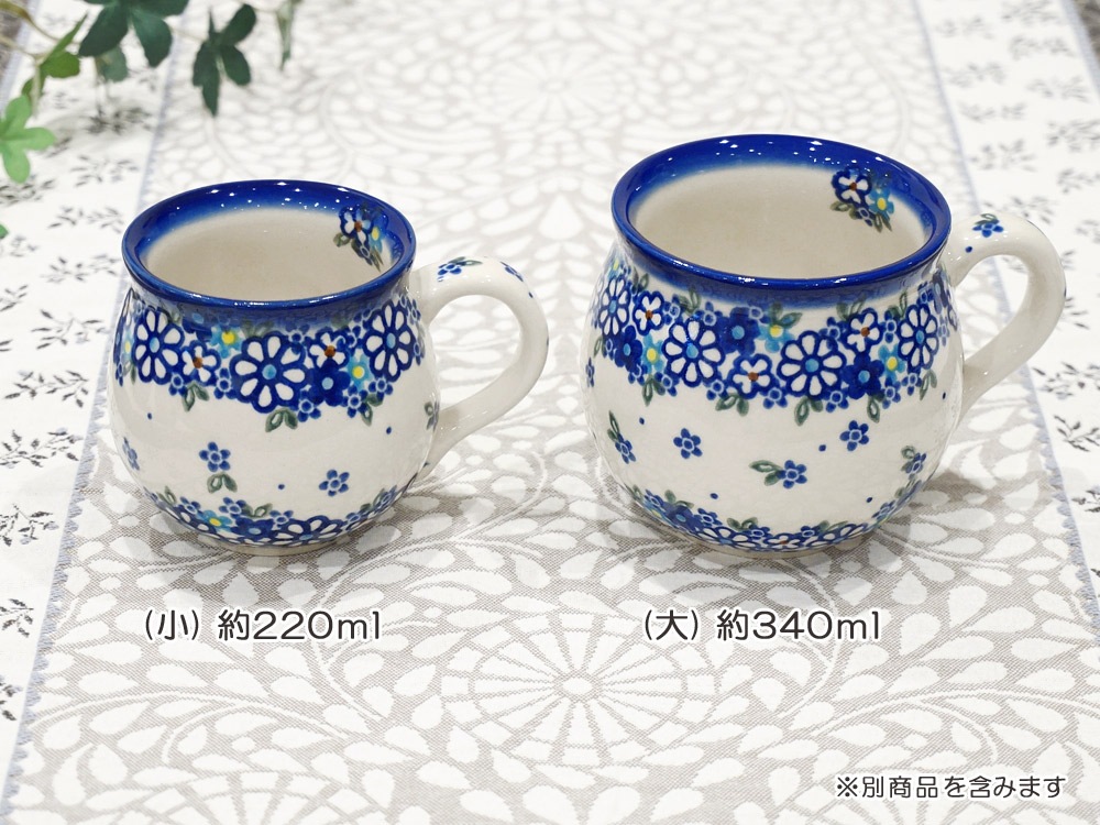 ポーランド陶器　ポーリッシュポタリー 「VENA」 マグカップ（約220ml） V337-U453　青小花