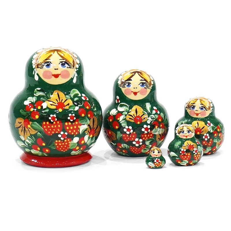 8月限定価格♪ロシアRose木製トレイ薔薇ジョストボ マトリョーシカ ガリーナ作 ロシア ガリーナ・チェーホワ作 ミニマトリョーシカ（5P） MAT
