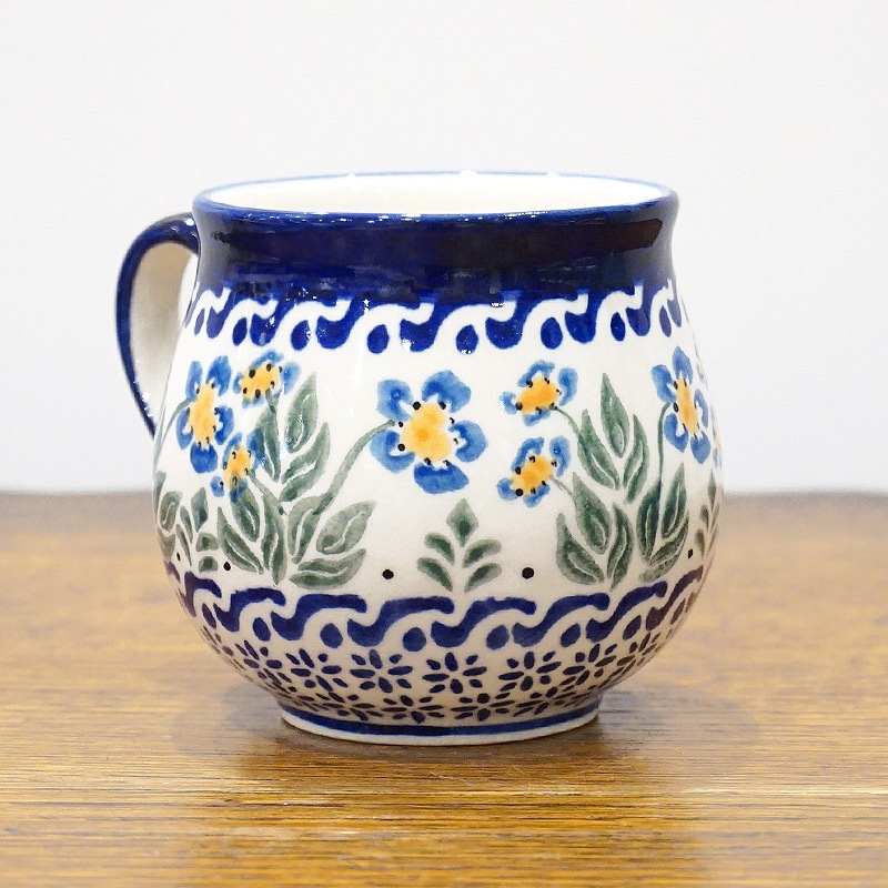 ポーランド陶器　ポーリッシュポタリー 「Millena」 マグカップ（約250ml） M0116-075B　忘れな草