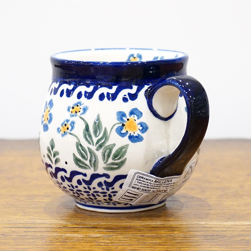 ポーランド陶器　ポーリッシュポタリー 「Millena」 マグカップ（約250ml） M0116-075B　忘れな草