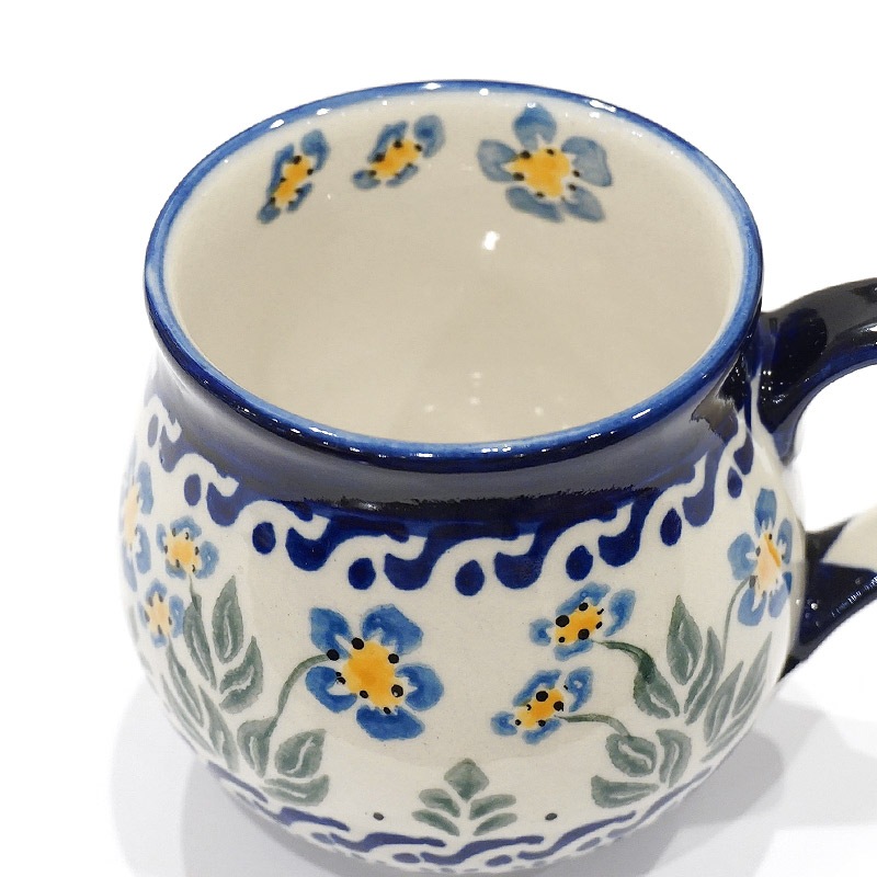 ポーランド陶器　ポーリッシュポタリー 「Millena」 マグカップ（約250ml） M0116-075B　忘れな草