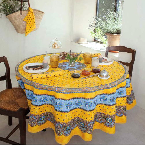 フランス製 コットン撥水テーブルクロス☆トラディション/イエロー