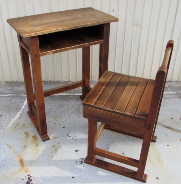 昭和　古家具 FD022 昭和レトロな古い学校の机と椅子 | 中古家具,古家具,レトロ家具