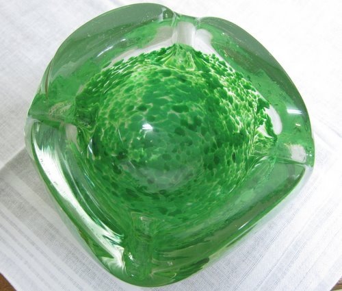 【レトロ】ヴィンス▪レイ　オリジナルアート作品　大きな灰皿 ガラスの灰皿 アッシュトレイ 02 グリーン | 昭和レトロ,昭和レトロ