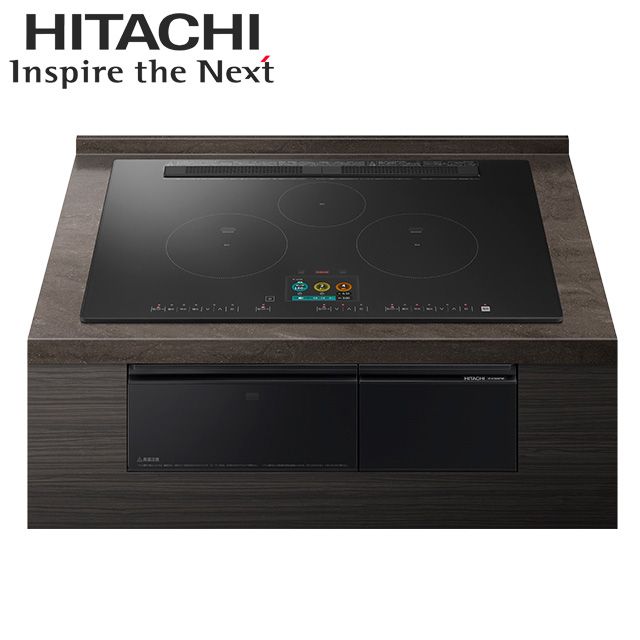 【HT-N1500KTWF(K)】 日立 IHクッキングヒーター <N1500シリーズ> ３口IH 鉄・ステンレス対応  プレミアムブラック プレート75cm 【コネクテッド家電】