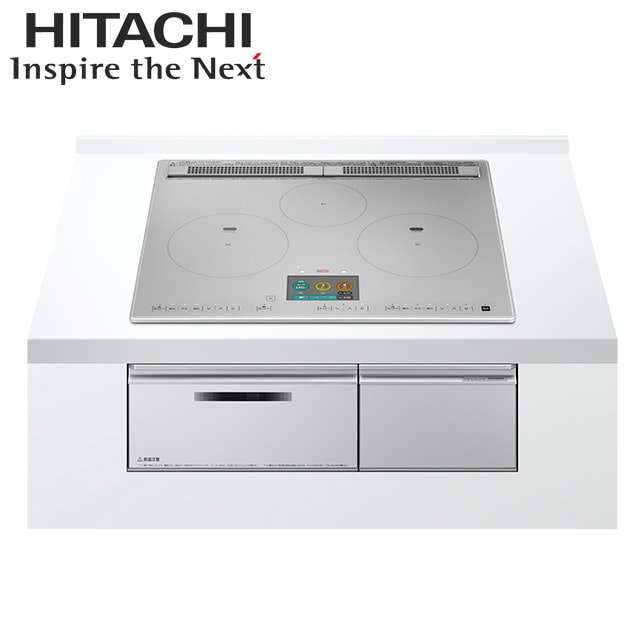 【HT-N1000STF(S)】 日立 IHクッキングヒーター <N1000シリーズ> ３口IH 鉄・ステンレス対応  プレミアムシルバー プレート60cm 