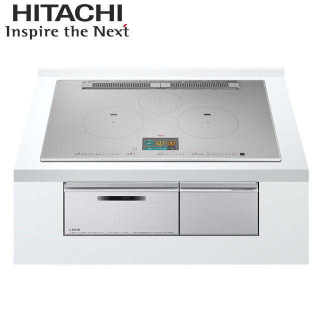 【HT-N1000STWF(S)】 日立 IHクッキングヒーター <N1000シリーズ> ３口IH 鉄・ステンレス対応  プレミアムシルバー プレート75cm 