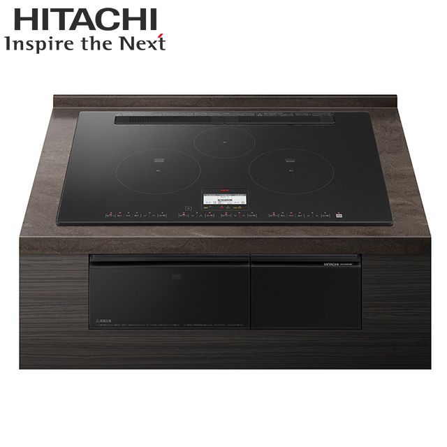 【HT-N100KTWF(K)】 日立 IHクッキングヒーター <N100シリーズ> ３口IH 鉄・ステンレス対応  プレミアムブラック プレート75cm 