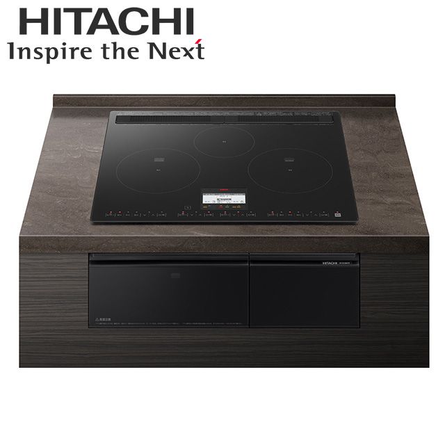 【HT-N100KTF(K)】 日立 IHクッキングヒーター <N100シリーズ> ３口IH 鉄・ステンレス対応  プレミアムブラック プレート60cm 