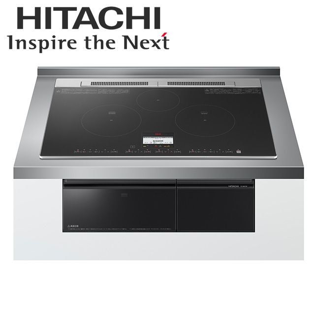 【HT-N8KTWF(K)】 日立 IHクッキングヒーター <N8シリーズ> ３口IH 鉄・ステンレス対応  ブラック プレート75cm 