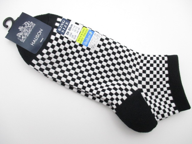 HALISON　ハリソン　大きなサイズの靴下 11450 ブラック/ホワイト　チェック柄
