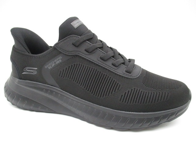 スケッチャーズ Slip-ins BOBS SQUAD CHAOS-SOLID STEP ワイドフィット(4E相当) 118312W-BBK