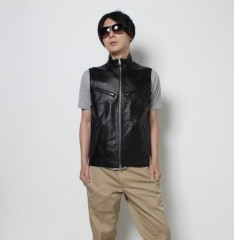 PAUL&JOE SISTER ラム革　ライダースベスト　ダブル　グレー　40 PAUL&JOE SISTER ラム革 ライダースベスト ダブル グレー 40