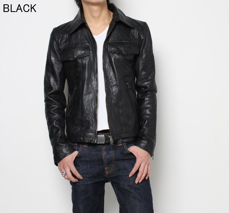 革ジャン ウォッシュ加工ラムスキン レザージャケット2482