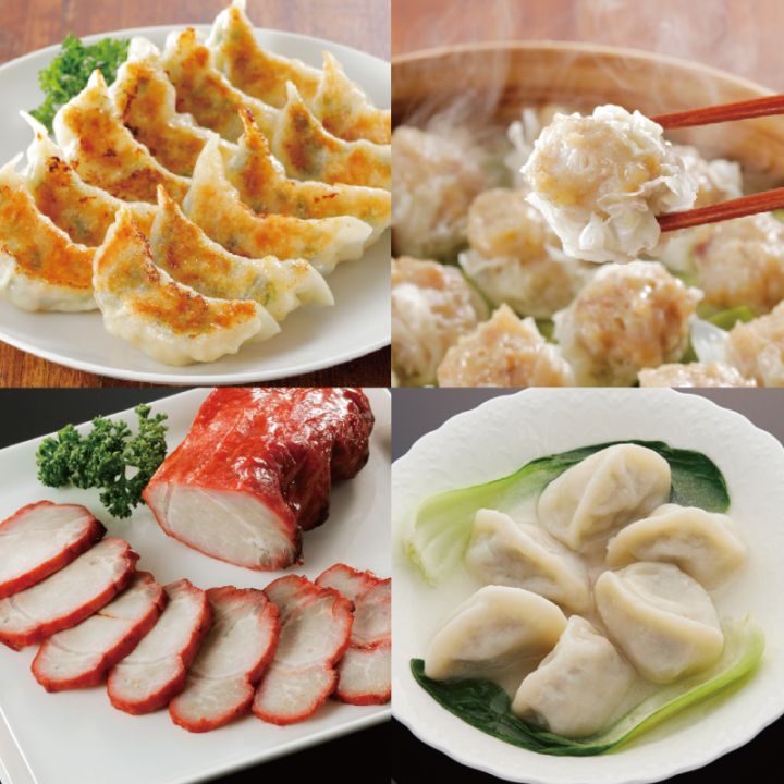 家飲み点心セット＜化粧箱なし＞送料込 海老餃子・エビ入りシウマイ・水餃子・焼豚の詰合せ