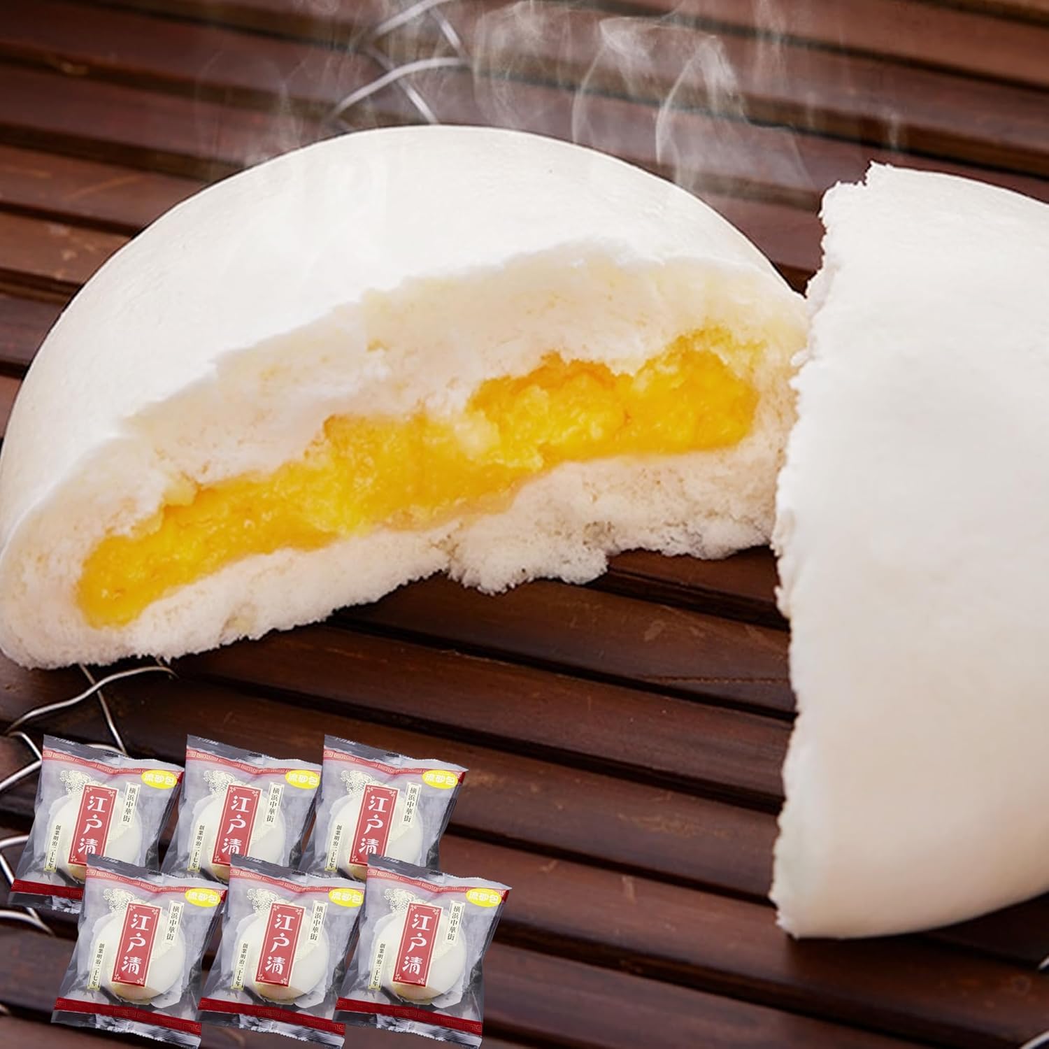 江戸清 流砂包(リュウザンパオ)6個 （化粧箱なし）バター風味と卵黄の塩漬けが奏でるカスタードあん　お中元　夏ギフト
