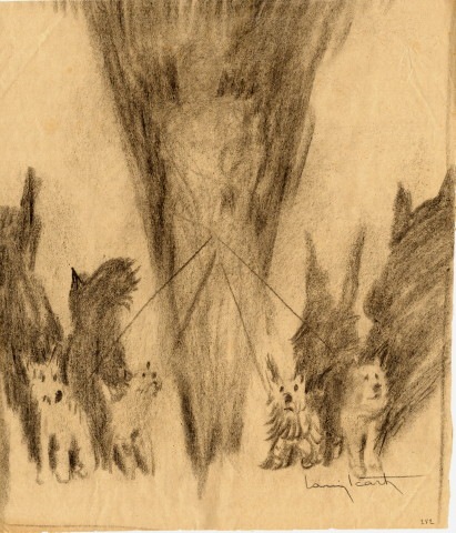 ルイ・イカール「犬と散歩」素描