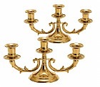 イタリア製 真鍮 燭台（ろうそく立て）2点セット☆三灯・ショート