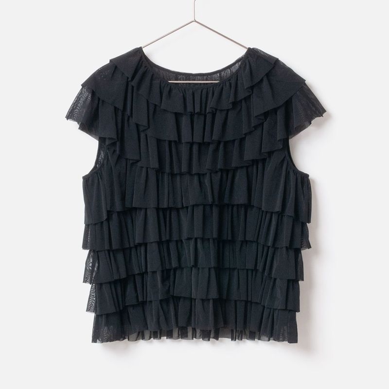 [Harriss �� Keiko Okamoto] Tiered pullover_Black(80)