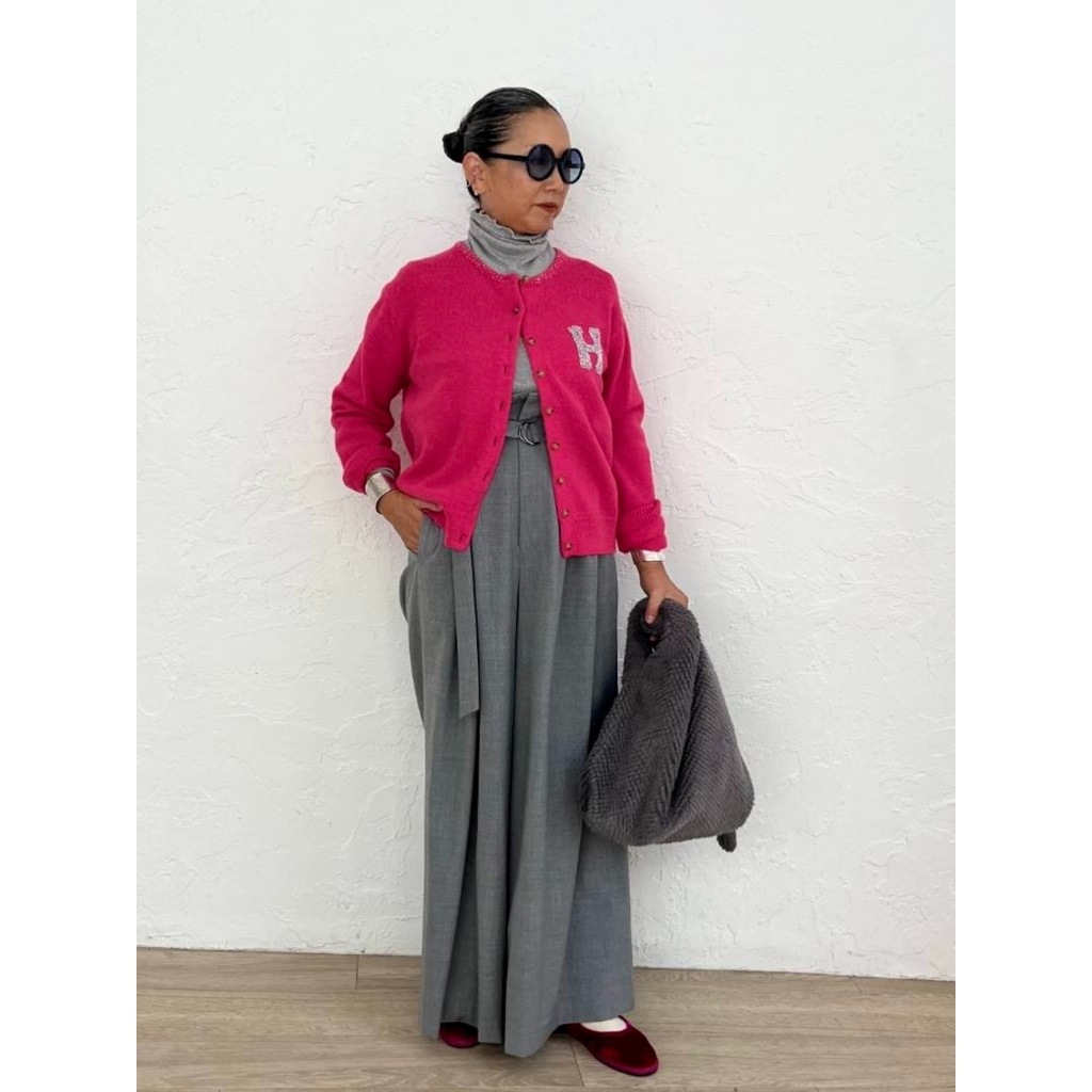 Harriss × Keiko Okamoto] Wide pants_Gray(82) | KANEMAN E-STORE