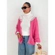 [Harriss  Keiko Okamoto] Kid mohair blend crew neck cardigan_Rose Pink(22)