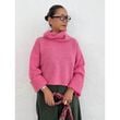 [Harriss  Keiko Okamoto] Kid mohair blend wide turtleneck pullover_Rose Pink(22)