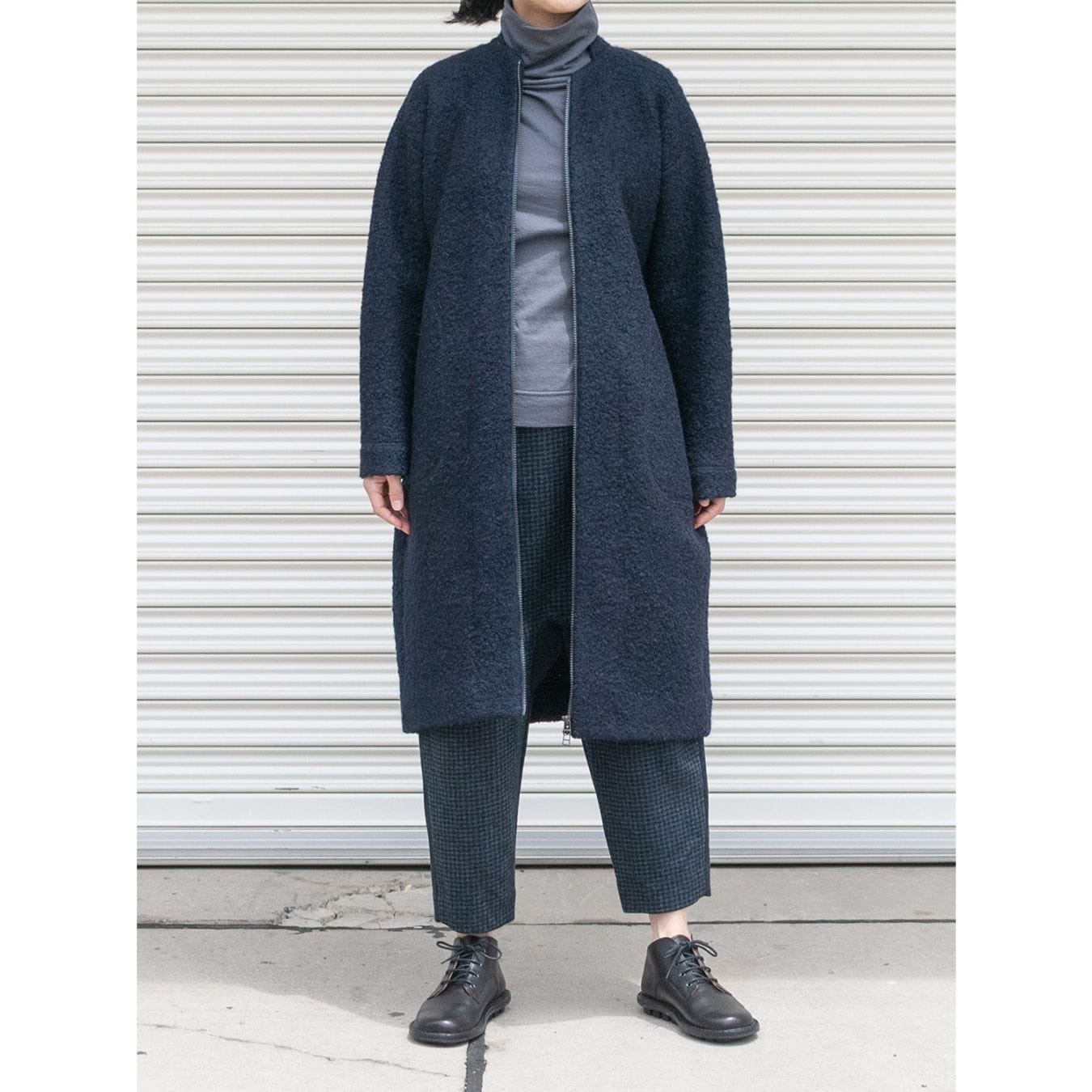 RaPPELER] Loop Inlay Compression Knit Coat_Navy blue(50) | KANEMAN