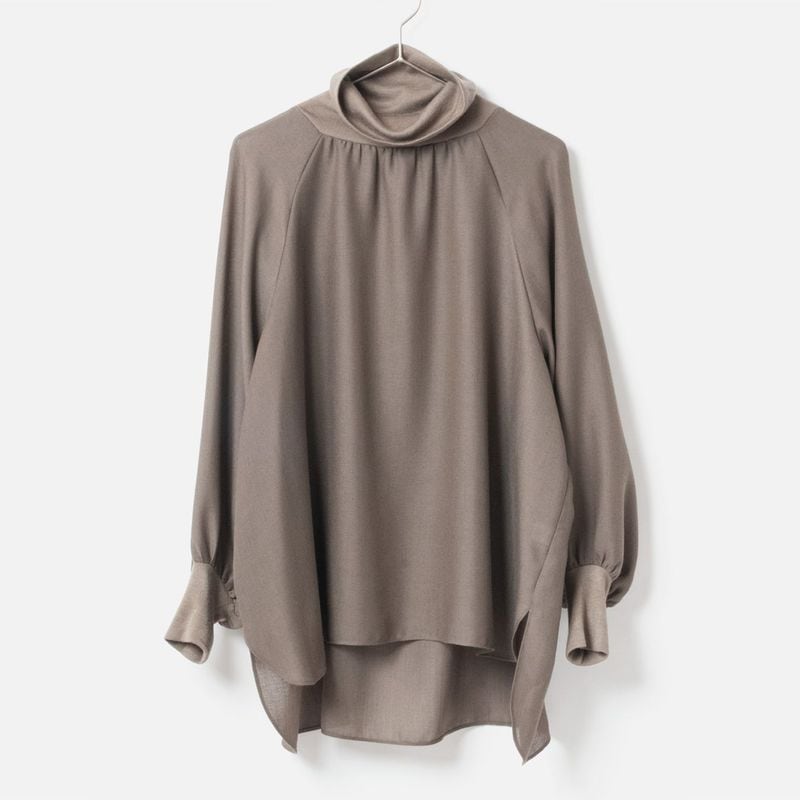 [Harriss] Turtleneck pullover with different material combination