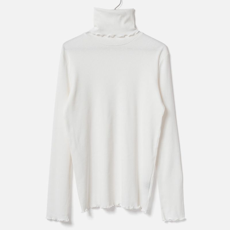 [Harriss �� Keiko Okamoto] Cut-rib long turtleneck sweater_Off white(02)