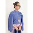 [Harriss �� Keiko Okamoto] Crew neck cardigan with pearls_Purple(41)