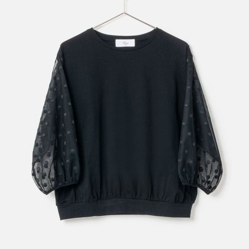[Harriss] Polka Dot Puff Sleeve Pullover