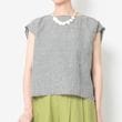 [Harriss] Hemp and cotton blend blouse_Black(80)