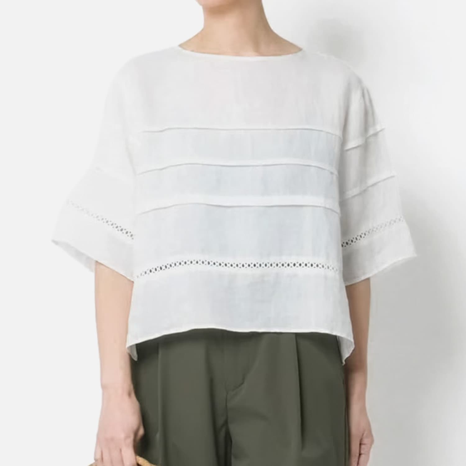 Harriss] Linen cropped blouse | KANEMAN E-STORE