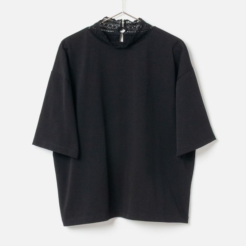 [Harriss] Stand Lace Collar T-Shirt