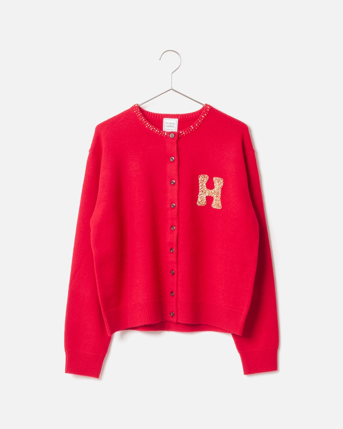 BE COME TREE カーディガン Beaded Lettered Crew Cardigan_Red(21) | KANEMAN E-STORE