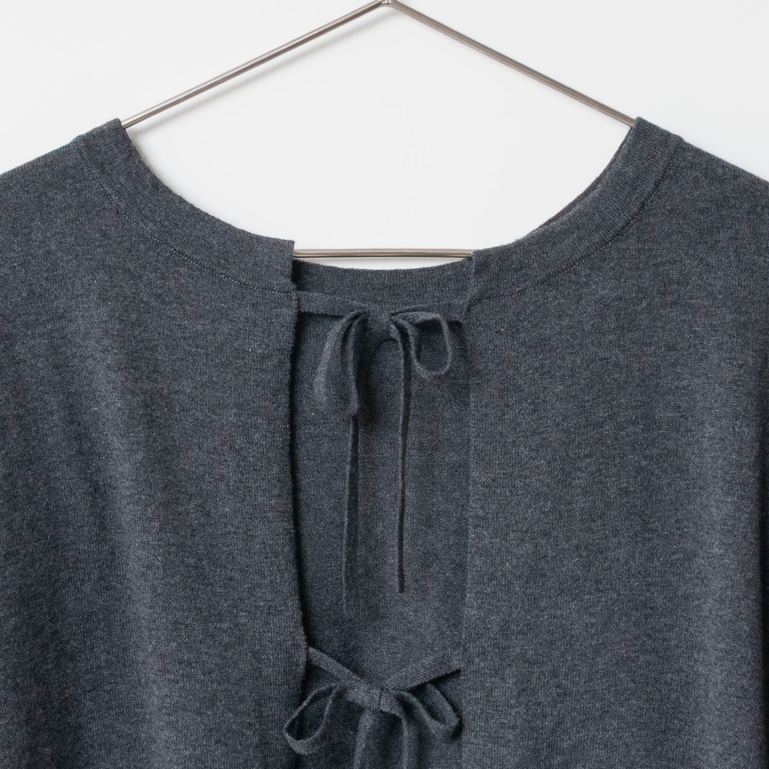 [Harriss] Cotton Cashmere 2WAY Ribbon Cardigan_Charcoal gray(81)
