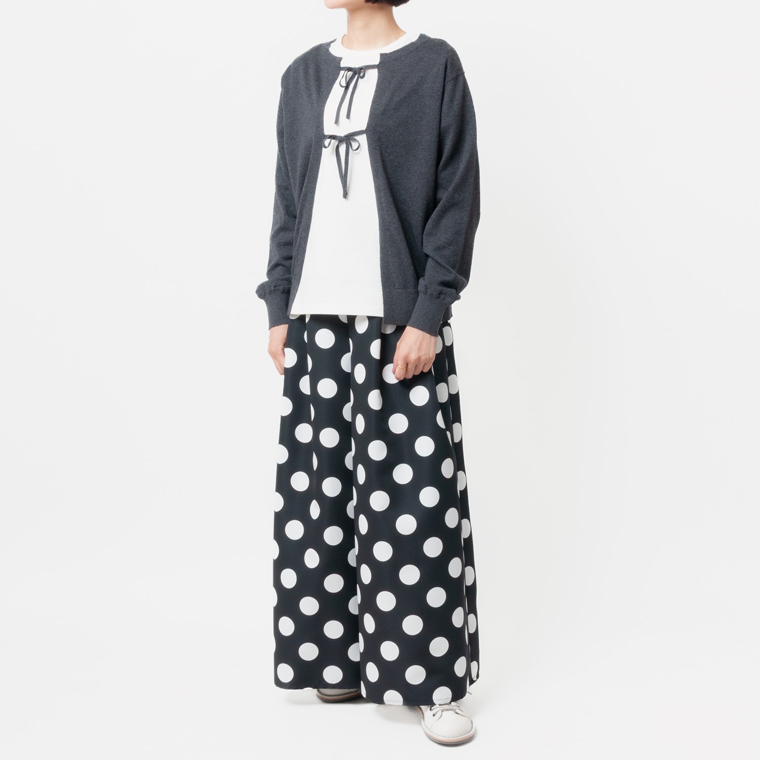 [Harriss] Cotton Cashmere 2WAY Ribbon Cardigan_Charcoal gray(81)