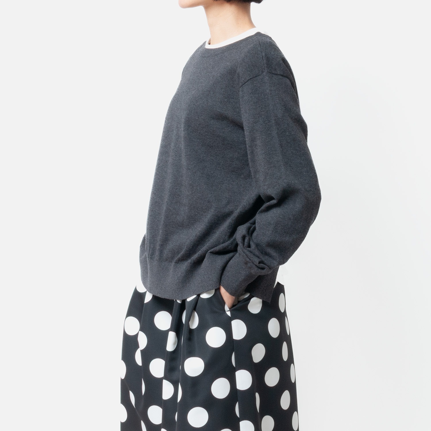 [Harriss] Cotton Cashmere 2WAY Ribbon Cardigan_Charcoal gray(81)