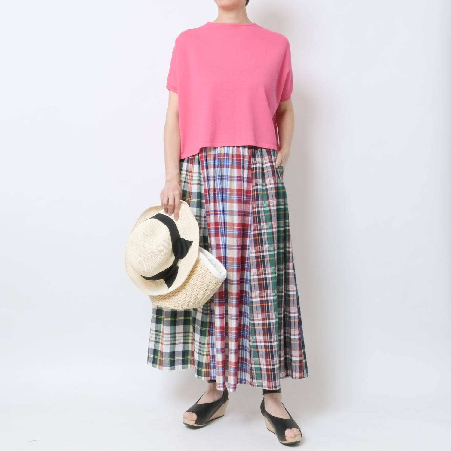 [le ciel de HARRISS] Crazy Check Flared Skirt_Madras Check(00)