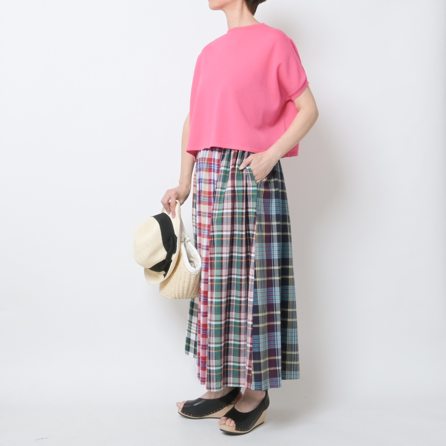 [le ciel de HARRISS] Crazy Check Flared Skirt_Madras Check(00)