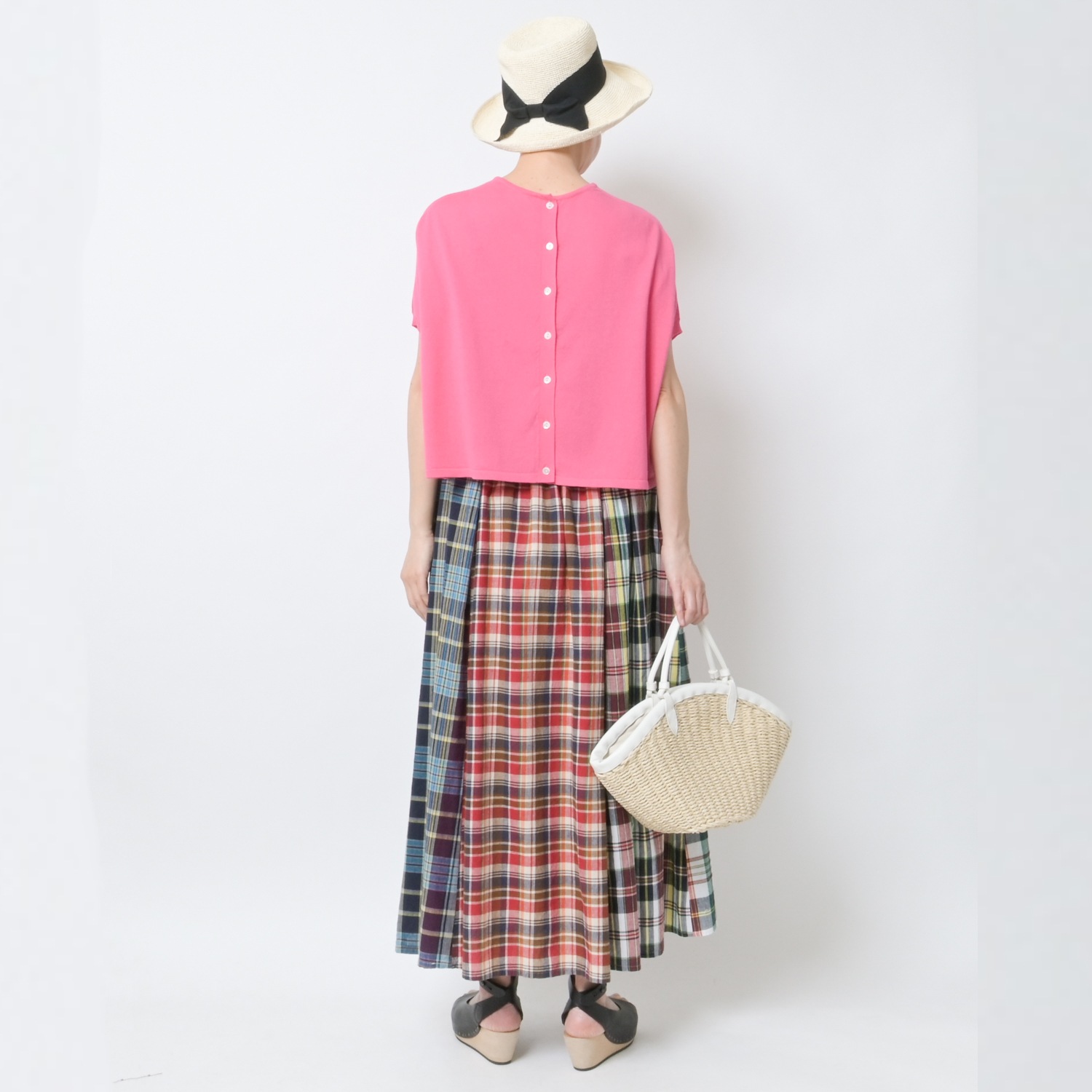 [le ciel de HARRISS] Crazy Check Flared Skirt_Madras Check(00)