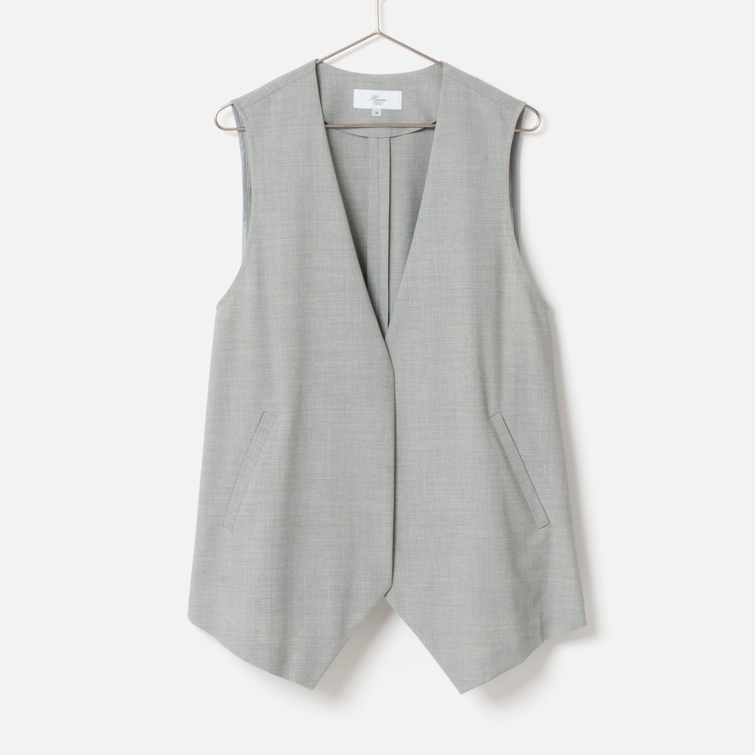 [Harriss] Collarless Gilet_Light gray(83)