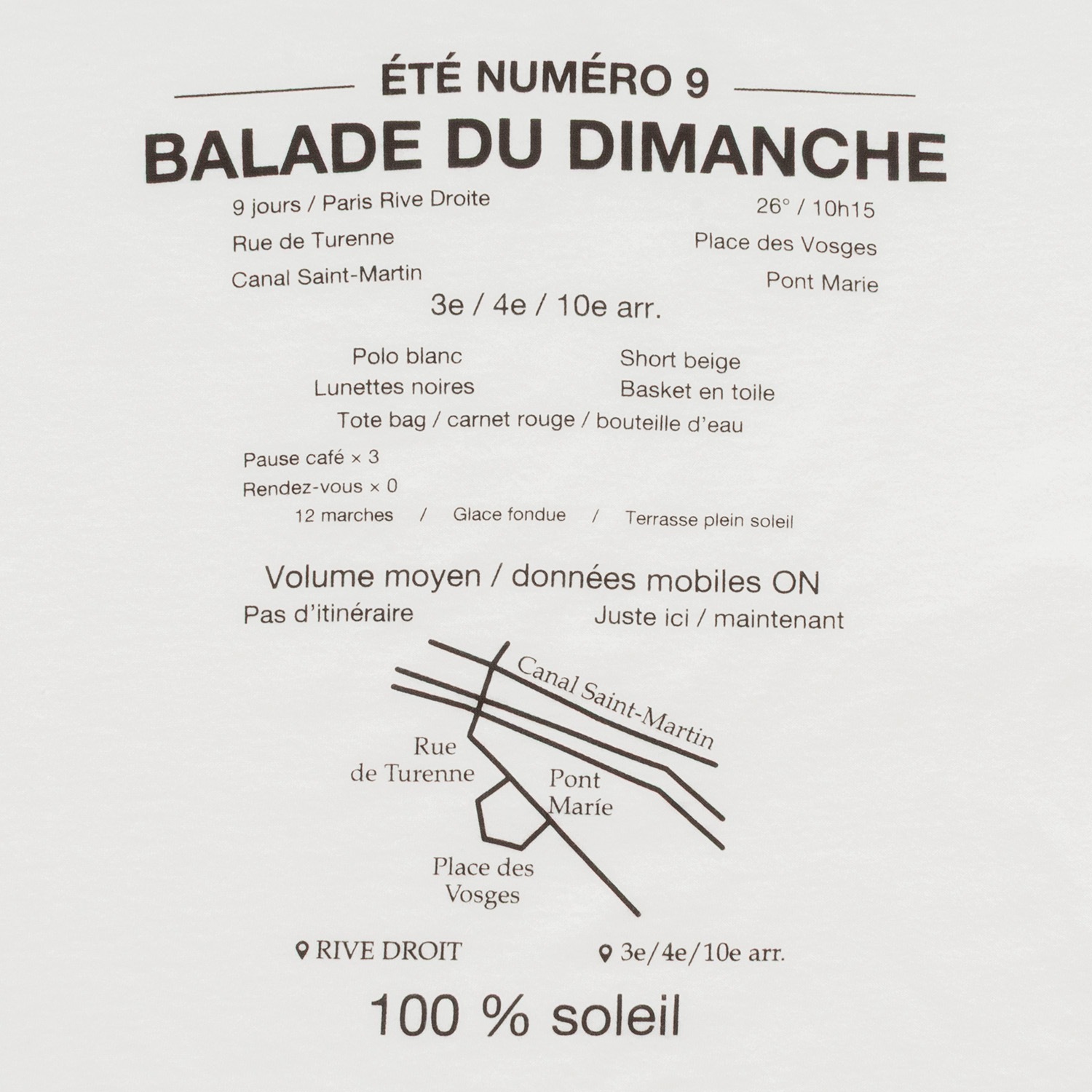 [le ciel de HARRISS] Original Print T-shirt_BALADE DU DIMANCHE_Off white(02)