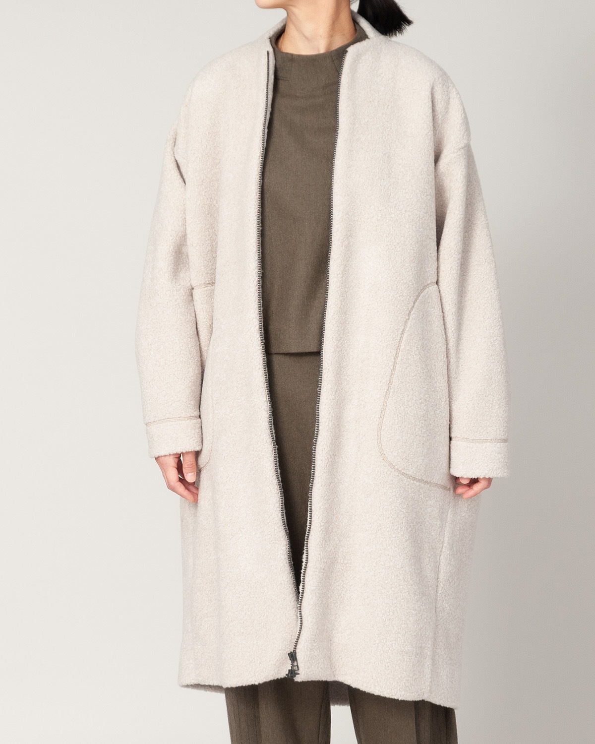 Boiled Knit Coat ( Off white ) | KANEMAN E-STORE