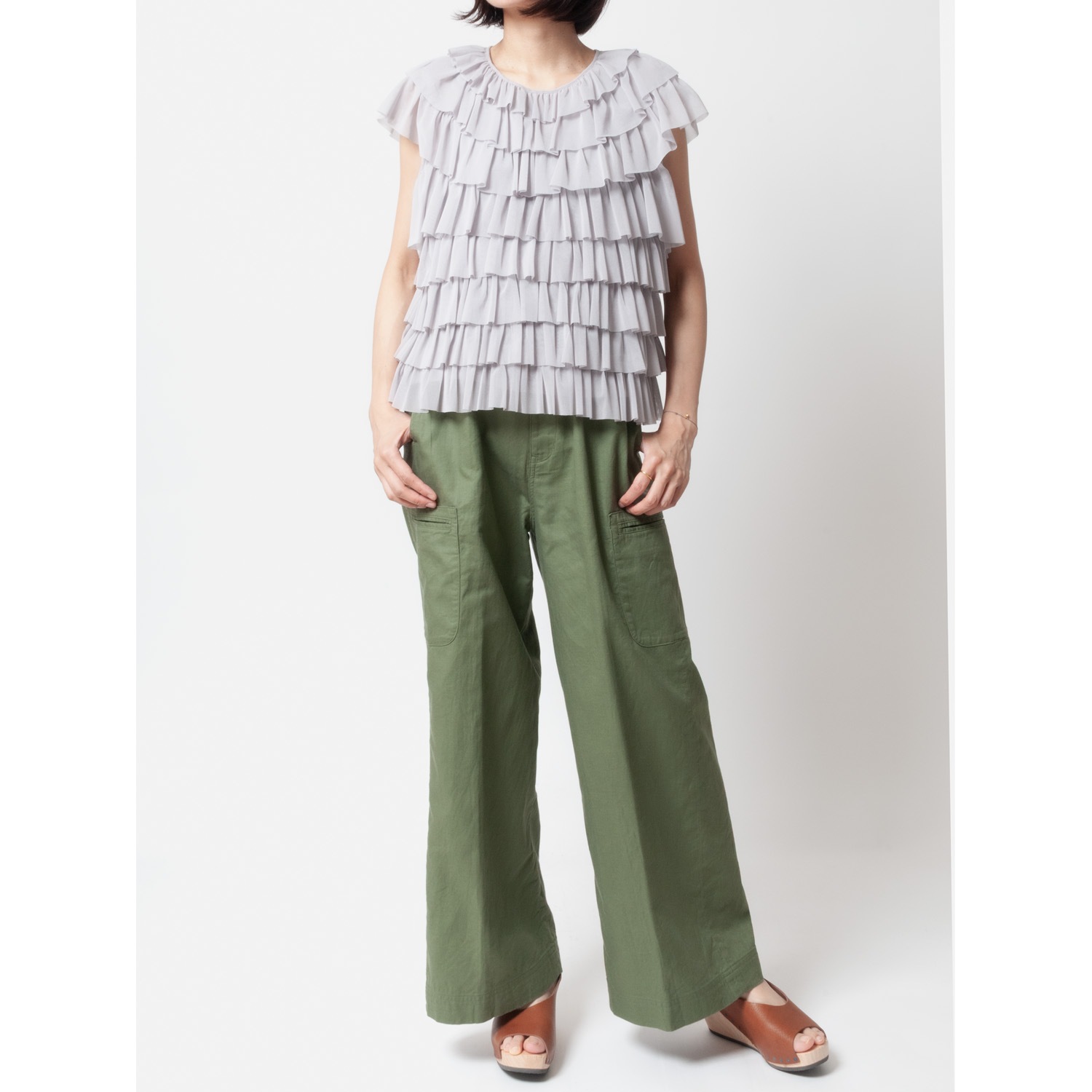 [Harriss] Cotton linen casual wide straight pants